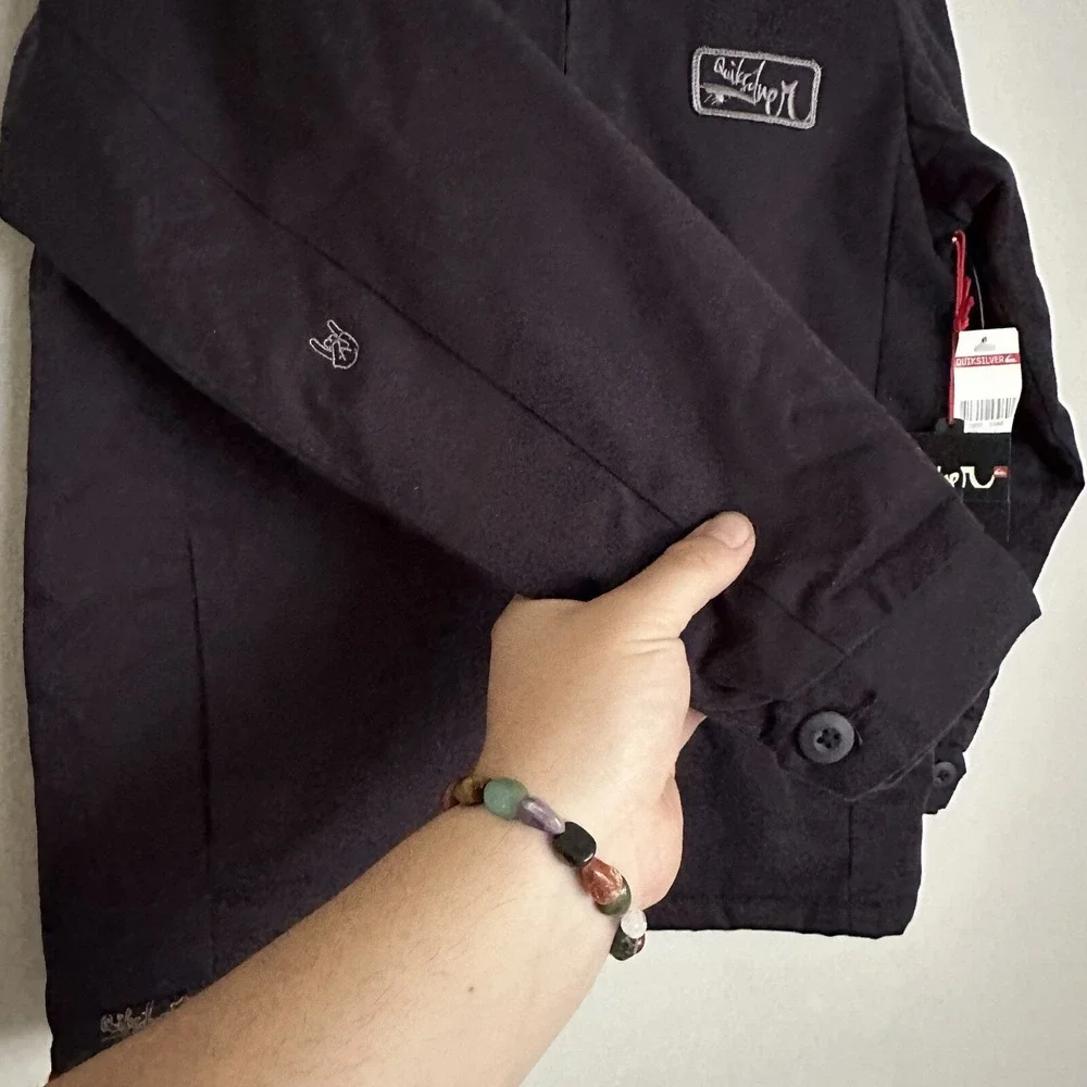 Quicksilver Black Full Zip Jacket Boys M Pockets Polyester Slightly‎ With Tags